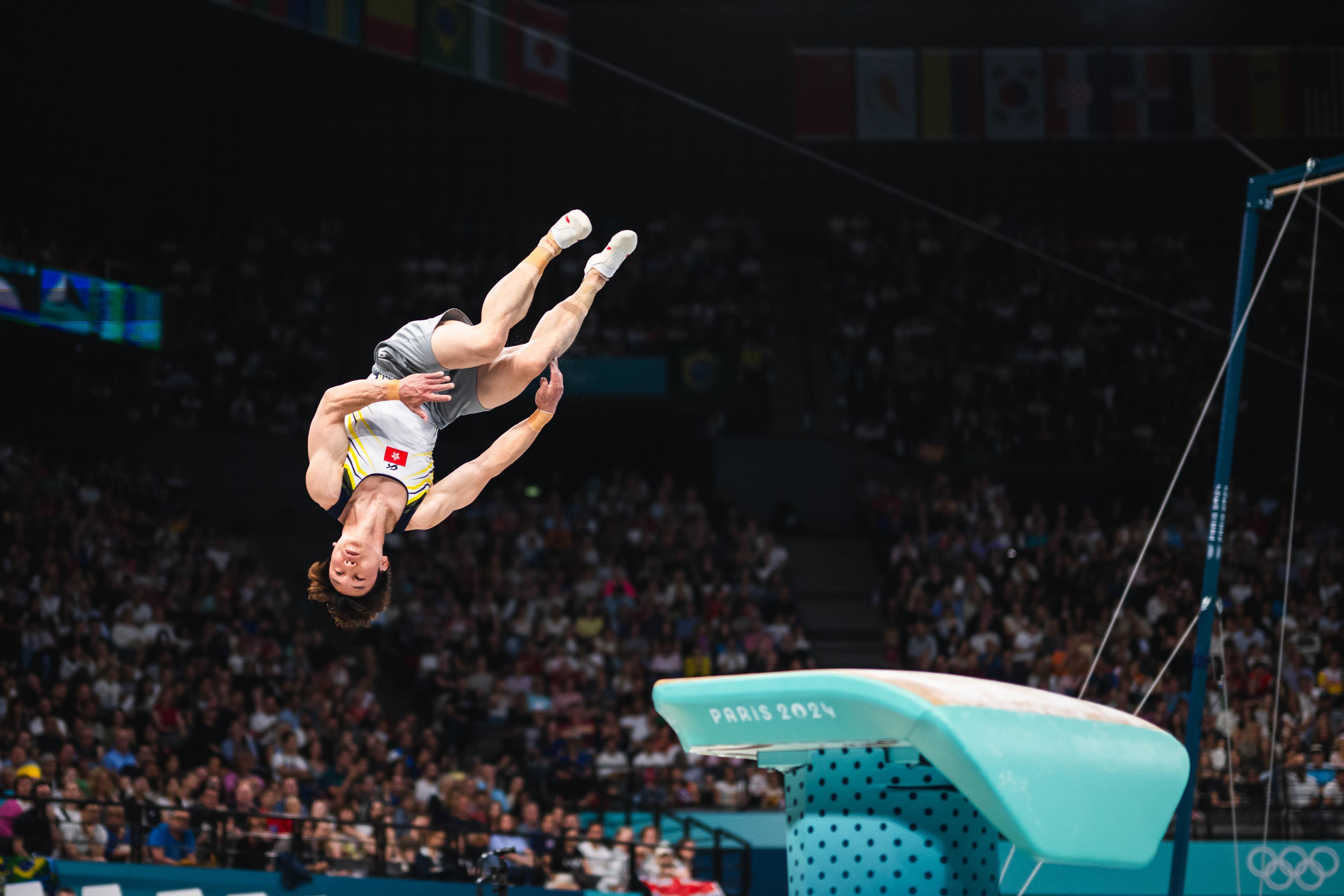 石偉雄出戰體操的跳馬項目。(相片由港協暨奧委會提供)
